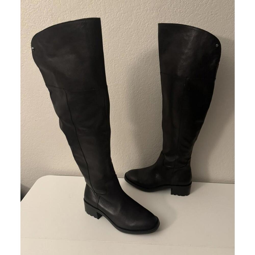New Vince Camuto Jorshie Over the Knee Black Leather Boots Size US 6 - Picture 2 of 8